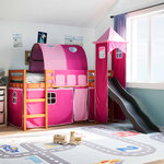 vidaXL Lit mezzanine enfants avec tour rose 90x200 cm bois pin massif