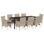 vidaXL Ensemble de jardin avec 9 pièces et coussins gris clair en rotin synthétique