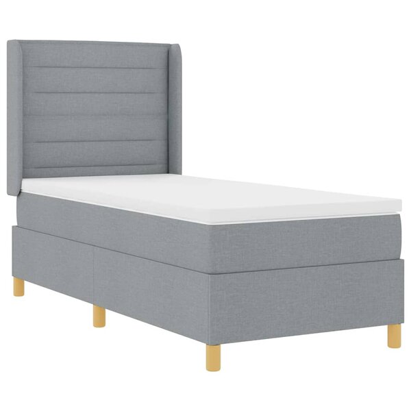 vidaXL Lit à ressorts avec matelas gris clair 100x200 cm en tissu