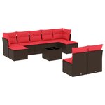 vidaXL Salon de jardin 10 Pièces avec coussins marron résine tressée