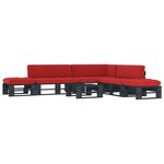 vidaXL Salon de jardin palette 6Pièces avec coussins Pin imprégné de noir