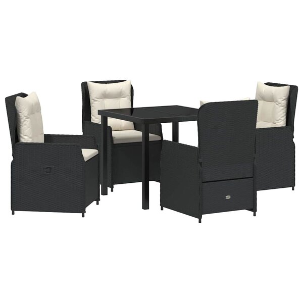 vidaXL Ensemble de salle à manger pour jardin 5 Pièces Noir polyrotin
