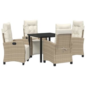 vidaXL Ensemble de salle à manger pour jardin 5 Pièces Beige polyrotin