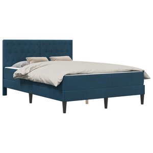 vidaXL Cadre de lit avec matelas Bleu 120 x 200 cm Velours