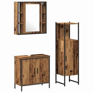 vidaXL Ensemble de mobilier de salle de bain avec étagère 3 Pièces Marron