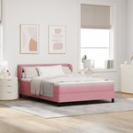 Lit box spring vidaXL avec matelas Rose 160x200 cm Velours