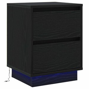 vidaXL Cabinet de chevet avec Noir 39 x 34.5 x 50 cm Bois d'ingénierie