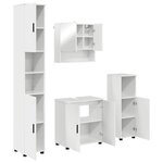 vidaXL Ensemble de mobilier de salle de bain 4 Pièces Blanc brillant
