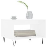 vidaXL Table basse blanc 60x50x40 cm bois d'ingénierie
