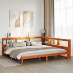 vidaXL Lit bibliothèque sans matelas cire marron 200x200 cm pin massif