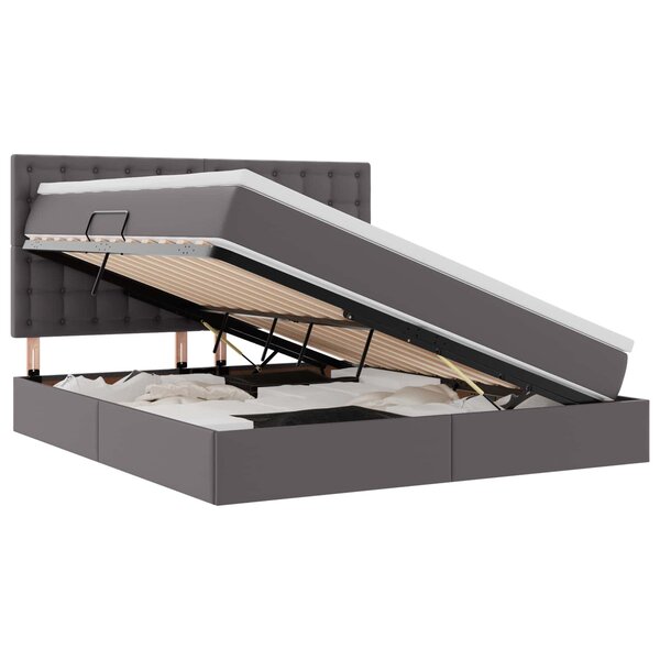 vidaXL Lit avec rangement et LED Gris 180 x 200 cm Simili cuir