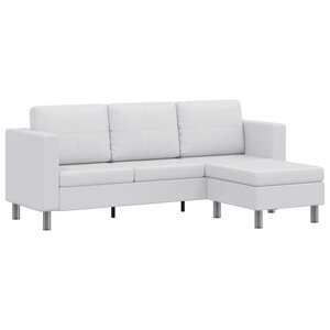 vidaXL Canapé sectionnel à 3 places cuir synthétique blanc