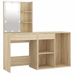 vidaXL Coiffeuse à LED avec armoire Chêne sonoma Bois d'ingénierie