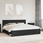 vidaXL Cadre de lit avec tête de lit Noir 200 x 200 cm Pin massif