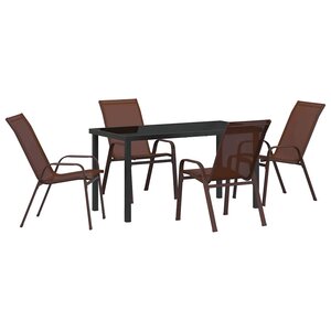 vidaXL Ensemble de salle à manger pour jardin 5 Pièces Marron et Noir