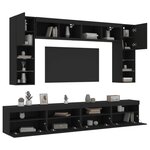 vidaXL Ensemble de meubles TV muraux 8 Pièces avec lumières LED noir