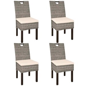 vidaXL Chaises à manger lot de 4 rotin Kubu bois de manguier
