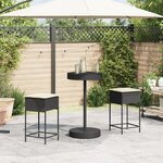 vidaXL Ensemble de bar de jardin 3 Pièces avec coussins noir poly rotin