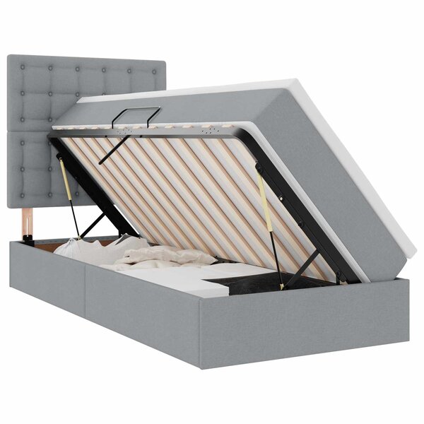 vidaXL Lit de rangement LED avec matelas Gris clair 90 x 190 cm Tissu