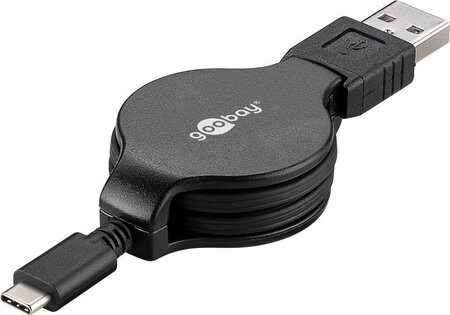 Cable Goobay USB 2.0 vers USB type C rétractable - 1m (Noir)