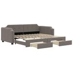 vidaXL Lit de jour avec gigogne et tiroirs taupe 90x200 cm tissu