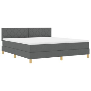 vidaXL Lit boxspring avec matelas Gris foncé 180 x 200 cm tissu