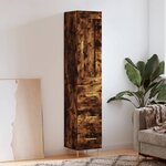 vidaXL Buffet haut Chêne fumé 34 5x34x180 cm Bois d'ingénierie