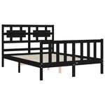 vidaXL Cadre de lit avec tête de lit noir 140x190 cm bois massif