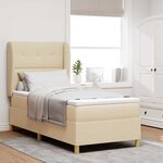 vidaXL Lit à ressorts avec matelas gris foncé 90x190 cm Crème tissu