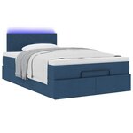 vidaXL Lit ottoman avec matelas et LED bleu 120x190 cm tissu