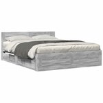 vidaXL Cadre de lit avec tête de lit sonoma gris 150x200 cm