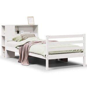 vidaXL Lit bibliothèque sans matelas blanc 100x200 cm bois pin massif