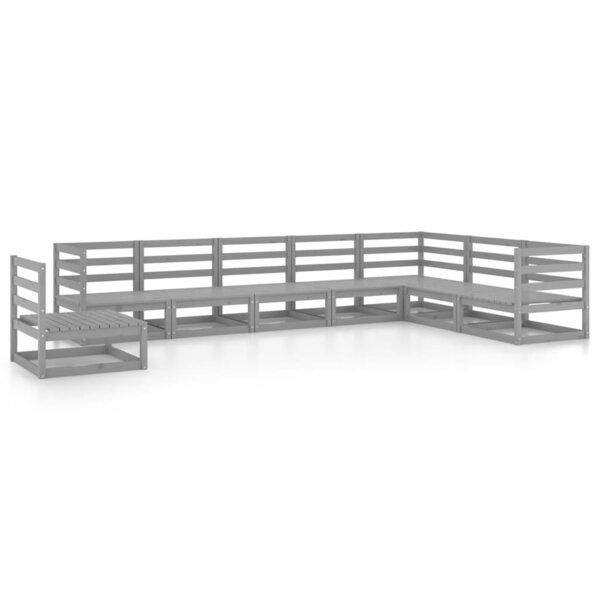 vidaXL Salon de jardin 8 Pièces gris bois de pin massif