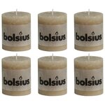 Bolsius bougies pilier rustiques 6 pièces 80 x 68 mm beige pastel