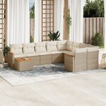 vidaXL Salon de jardin avec coussins 10 Pièces beige résine tressée