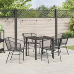 vidaXL Ensemble de salle à manger pour jardin 5 Pièces Noir polyrotin