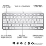 Clavier sans fil logitech - mx keys mini - gris pale - compact  bluetooth  rétroéclairé pour mac  ios  windows  linux  android