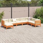 vidaXL Salon de jardin 8 Pièces avec coussins marron cire bois pin massif