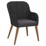 vidaXL Ensemble de salle à manger de jardin avec coussins 5 Pièces Noir