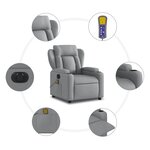 vidaXL Fauteuil de massage inclinable électrique gris clair tissu