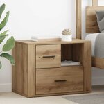 vidaXL Cabinet de chevet avec tiroir chêne artisanal 60 x 36 x 45 cm