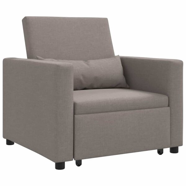 vidaXL Canapé Lit Simple avec des roues Taupe 90 x 165 x 87 cm tissu