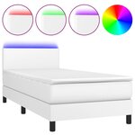 vidaXL Sommier à lattes de lit avec matelas et LED Blanc 80x200cm