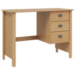 vidaXL Bureau avec tiroirs HILL Marron miel 100 x 45 x 74 cm