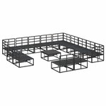 vidaXL Ensemble de canapé de jardin avec coussin 14 Pièces Noir Aluminium