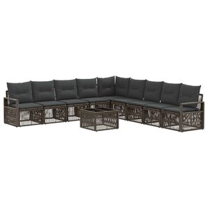 vidaXL Ensemble de canapé de jardin 10 Pièces Gris polyrotin