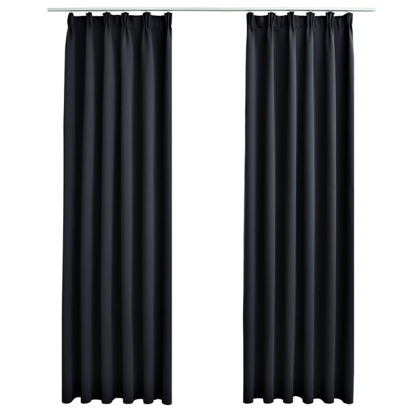 vidaXL Rideaux occultants avec crochets 2 Pièces Noir 140x175 cm