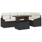vidaXL Ensemble de jardin 6 pièces avec coussins en poly rotin noir et en acacia