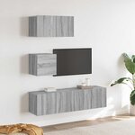 vidaXL Ensemble de meubles TV 4 Pièces Sonoma gris Bois d'ingénierie