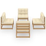 vidaXL Salon de jardin 4 Pièces avec coussins Bois de pin massif